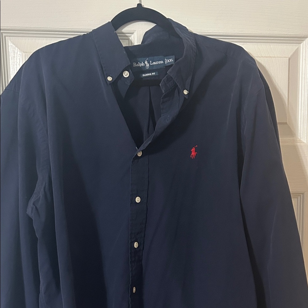 Polo by Ralph Lauren Navy Button-Down Shirt with Red Pony